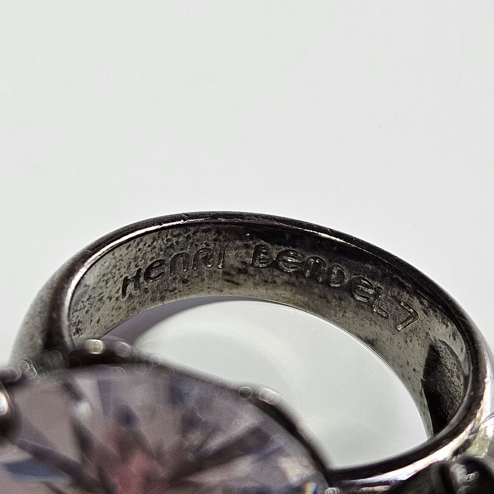 Henri Bendel Triple Crystal Cocktail Statement Bling Ring Size 7 - Picture 10 of 14